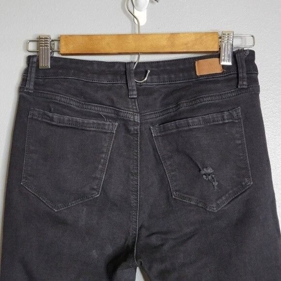 Simple Society Skinny Jeans Emo Goth Skater Punk Distressed Holes Black sz 5/27 - Picture 5 of 7